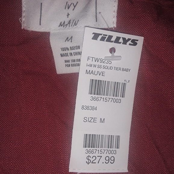 Nwt!  Mauve Solid Tier Babydoll Top - Picture 5 of 5